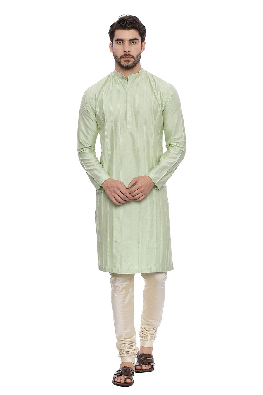 Green Pintuck Kurta Set
