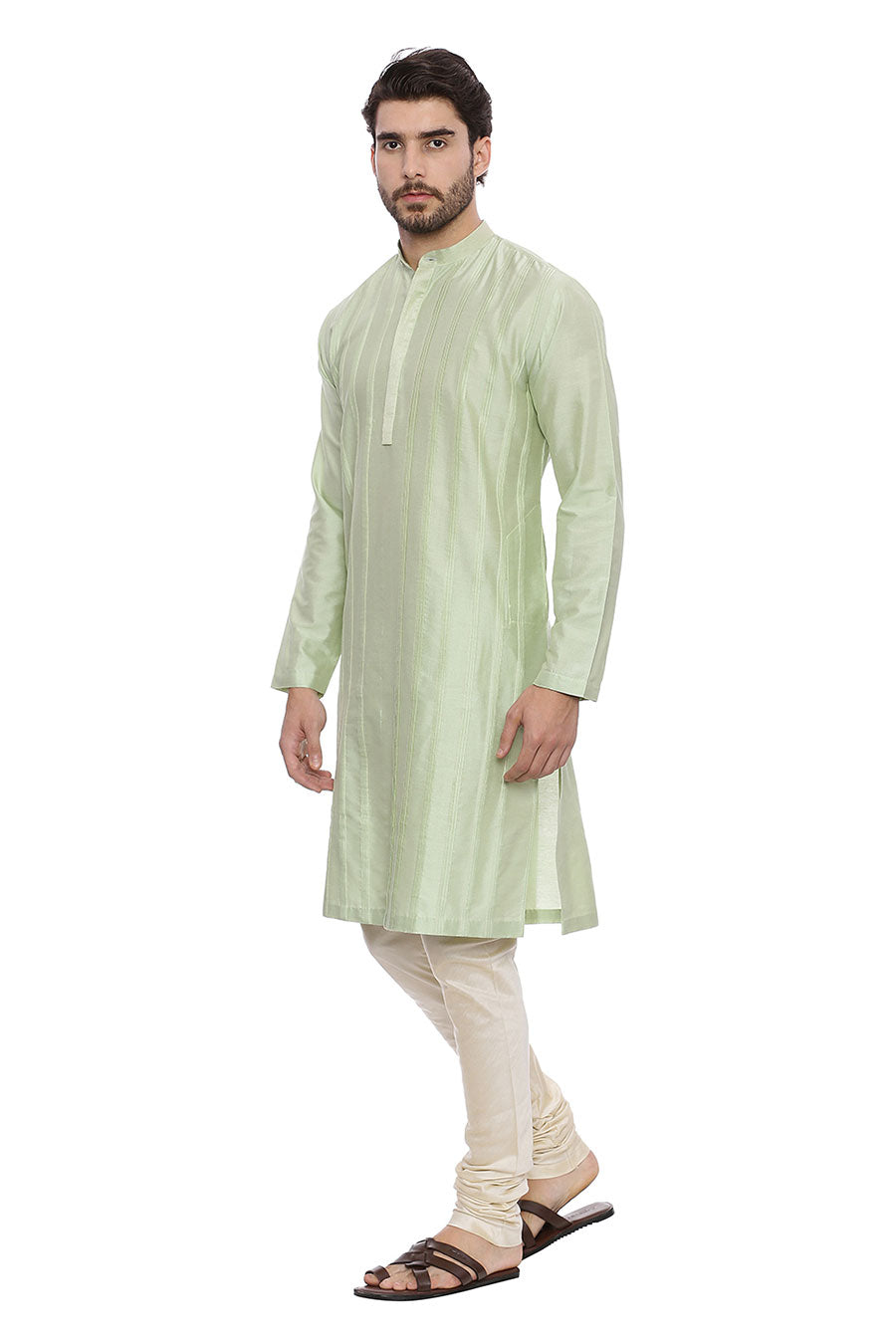 Green Pintuck Kurta Set
