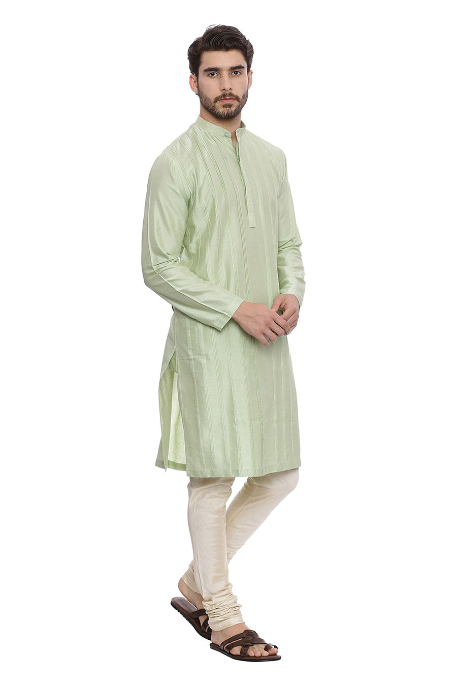 Green Pintuck Kurta Set