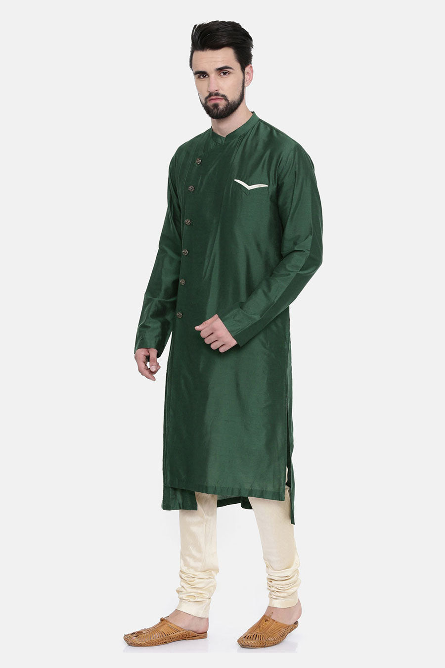 Bottle Green Overlap Kurta Set