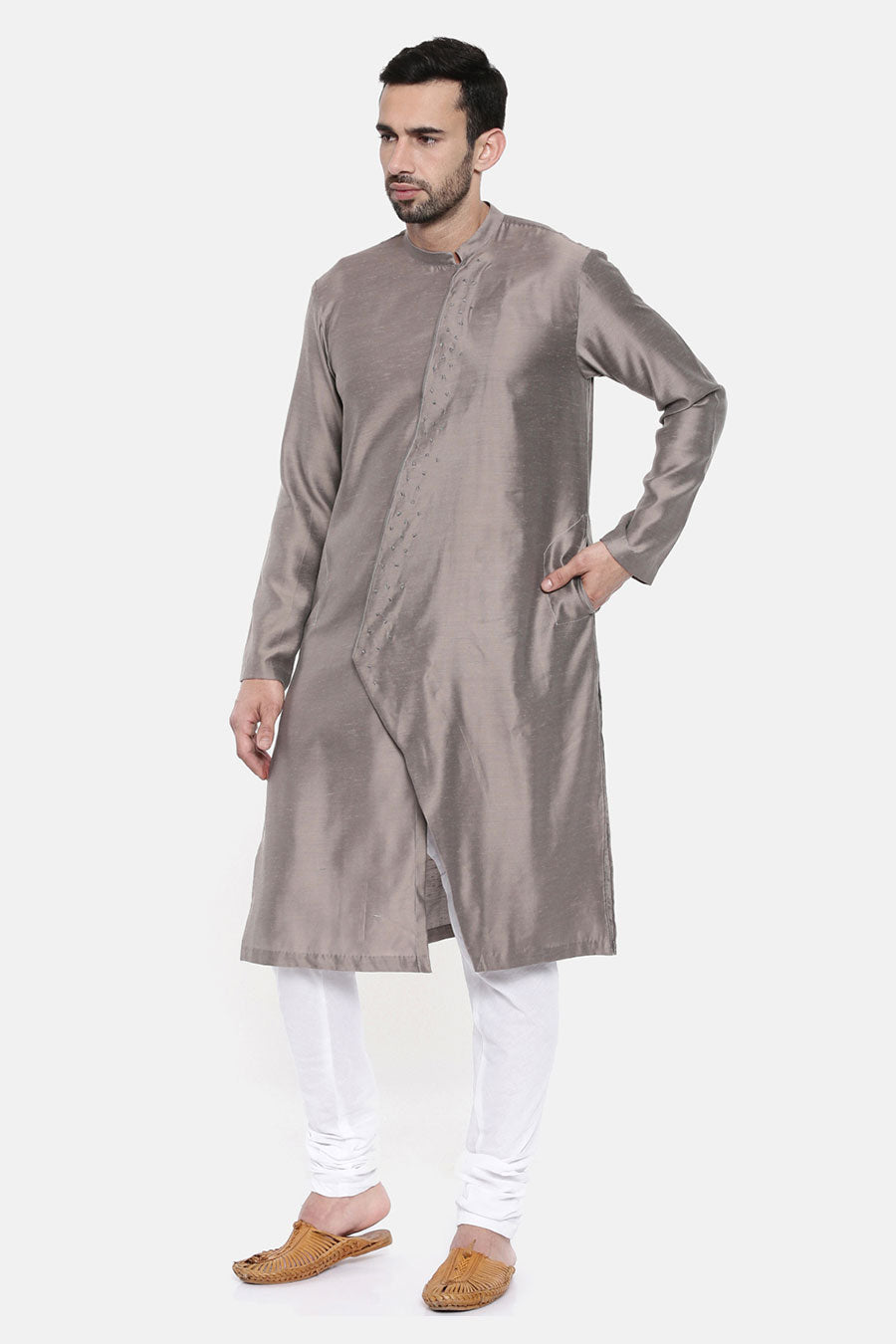 Grey Embellished Kurta Set 