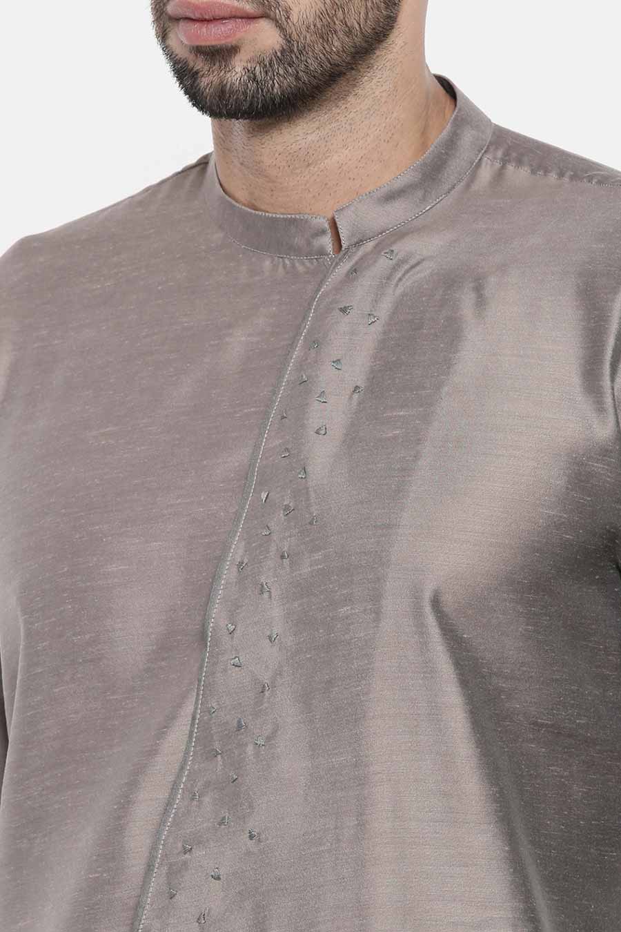 Grey Embellished Kurta Set 