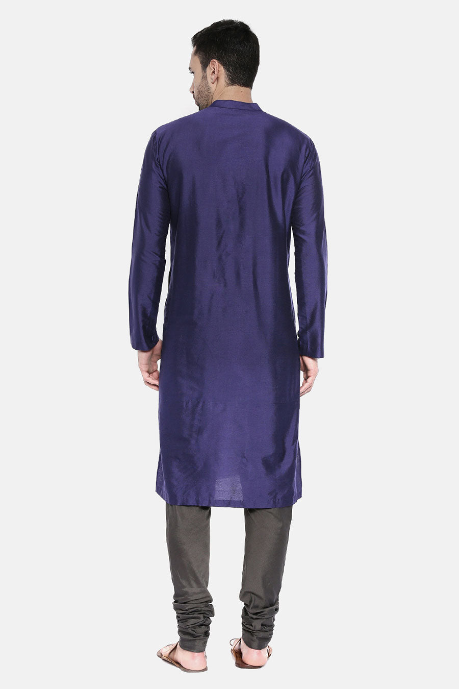 Blue & Grey Panelled Kurta Set