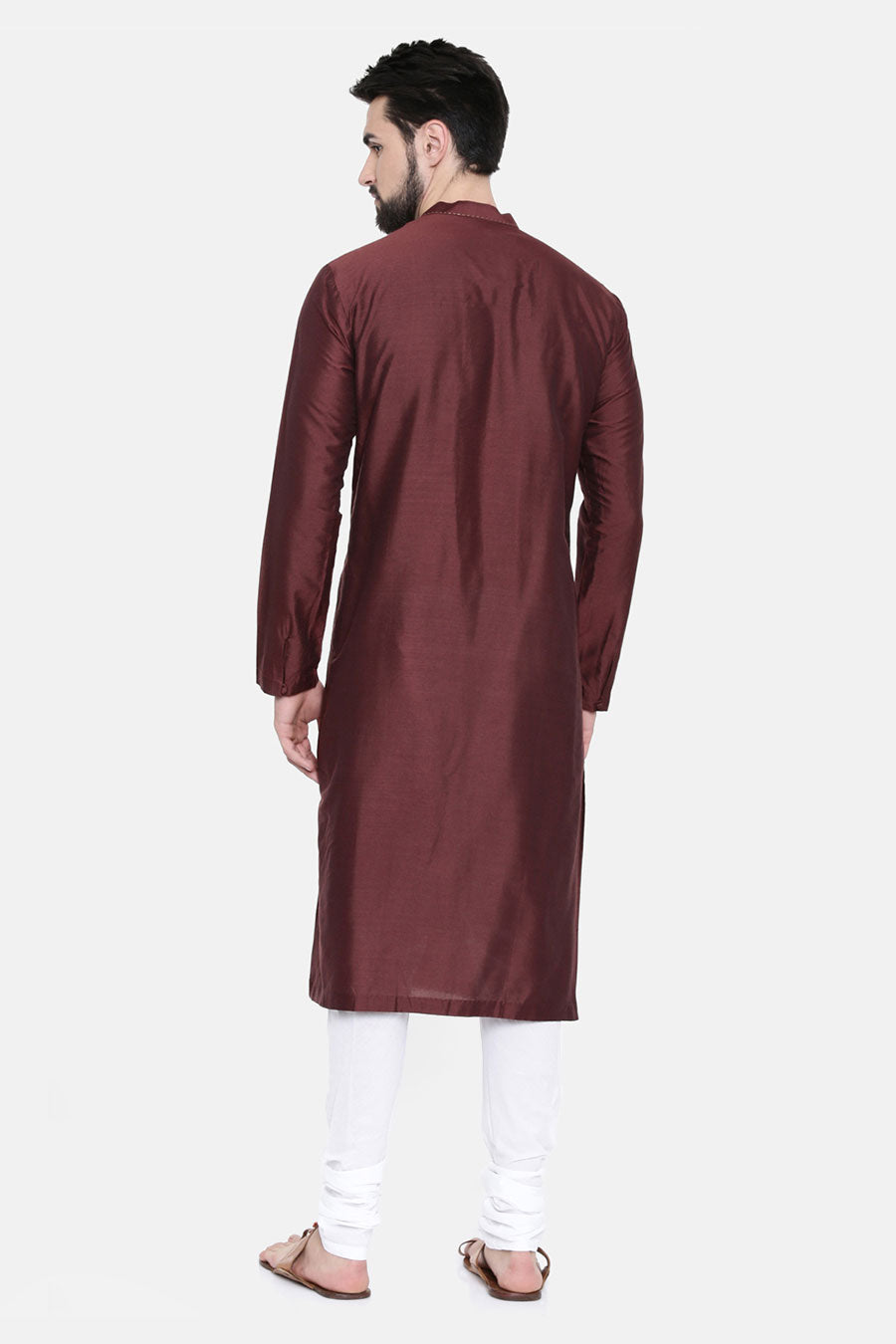 Chocolate Brown Cotton Silk Kurta Set