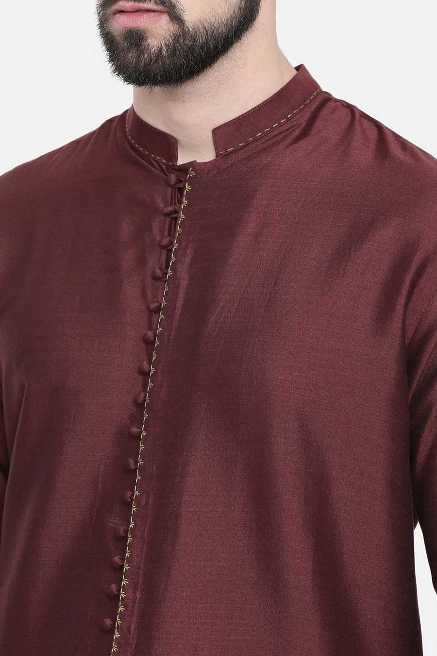 Chocolate Brown Cotton Silk Kurta Set