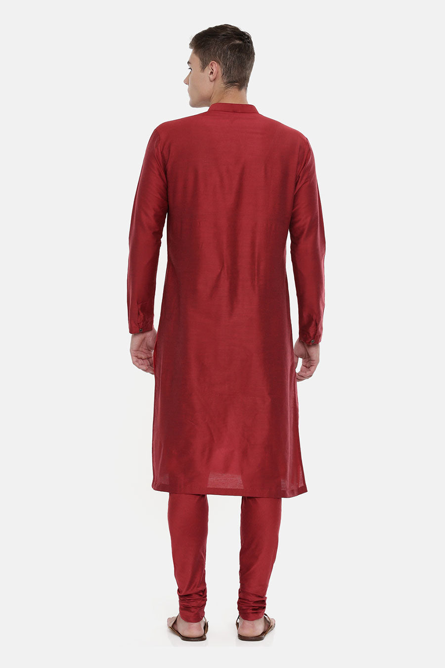 Maroon Colour-Blocked Kurta Set