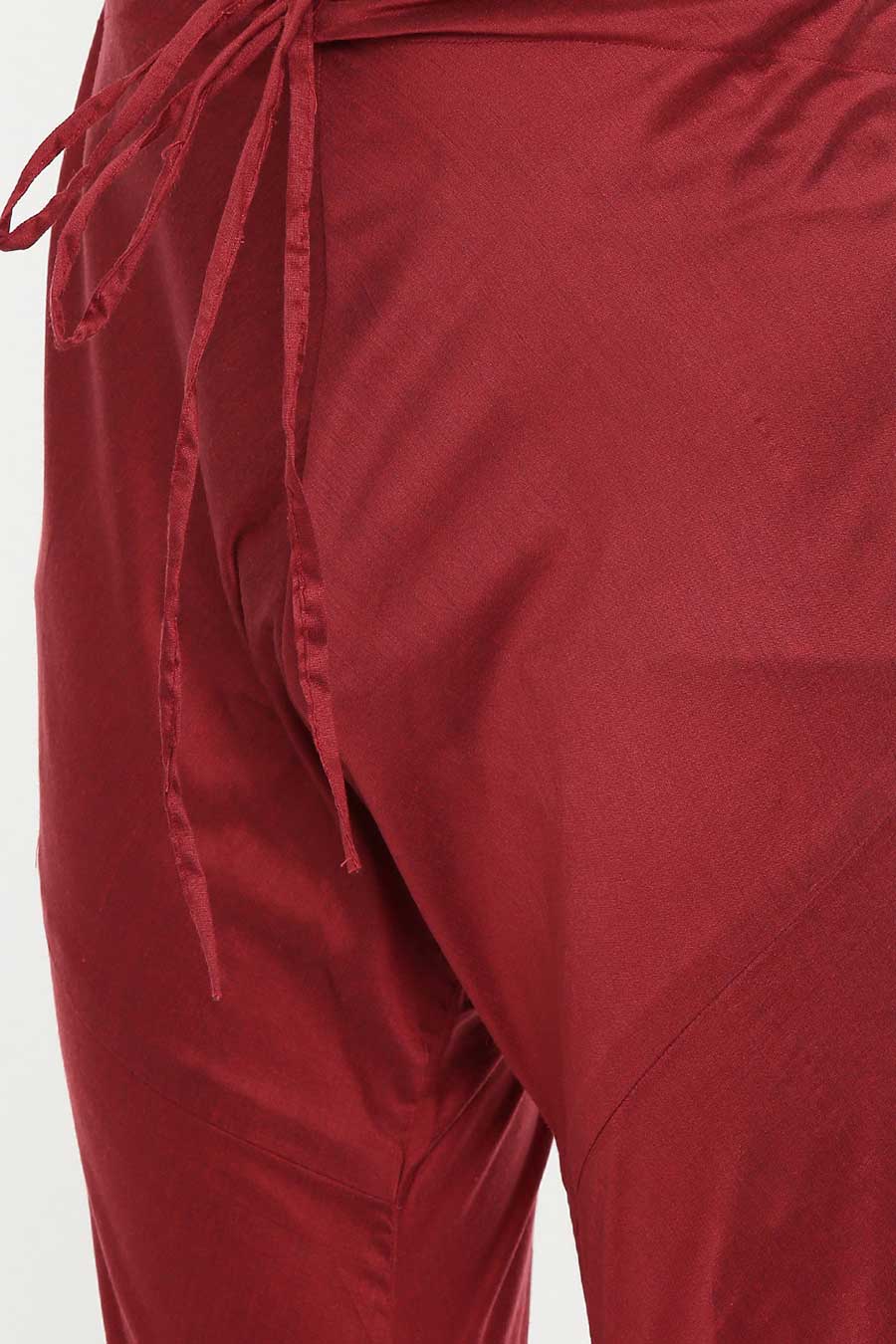 Maroon Colour-Blocked Kurta Set