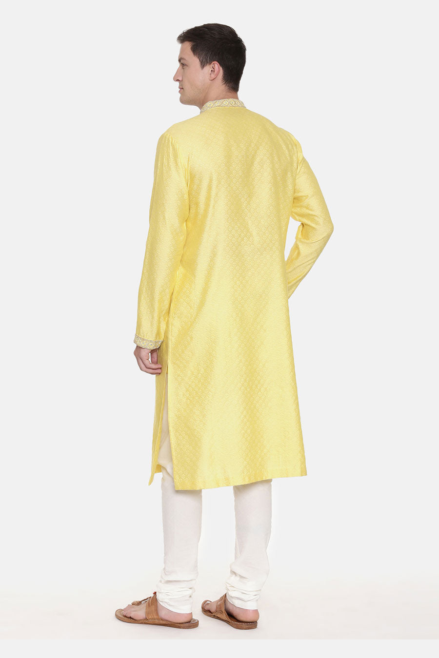 Yellow Jacquard Kurta Set
