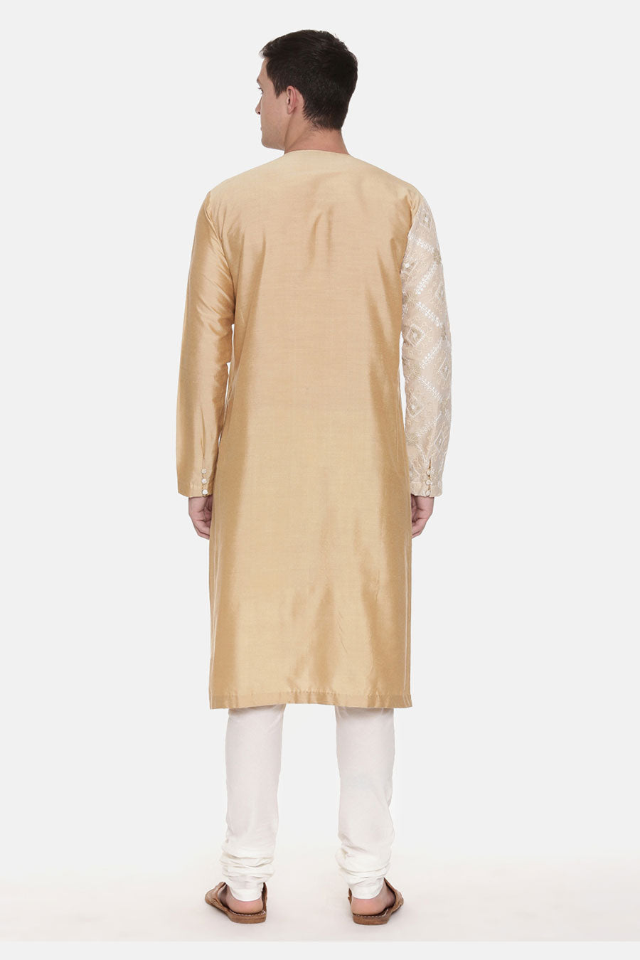 Gold & Beige Embroidered Kurta Set 