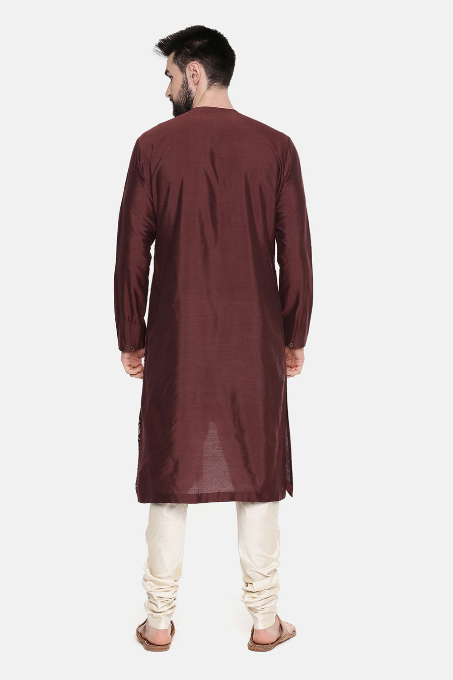Brown Printed Panel Kurta Set