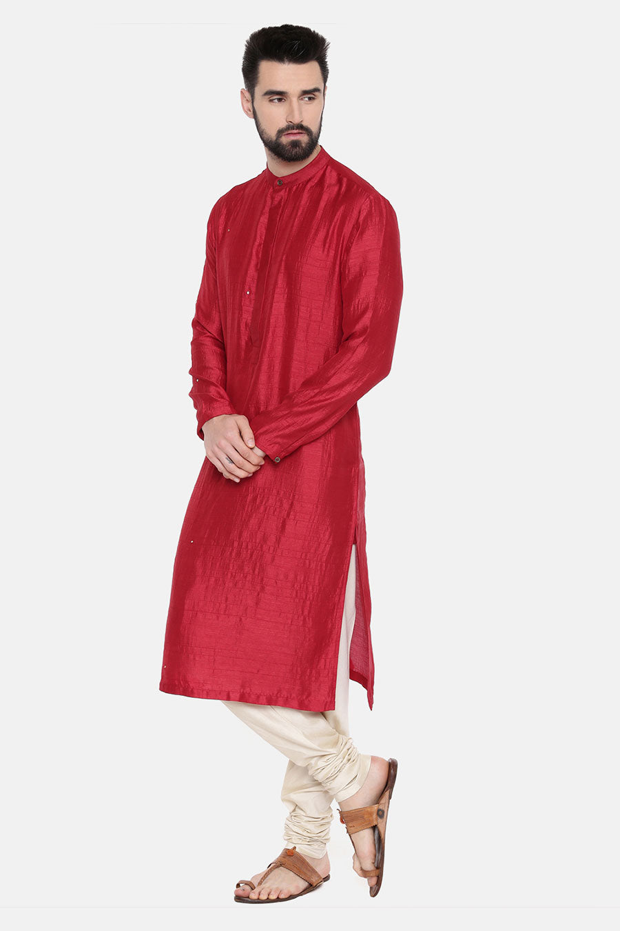 Red Embellished Kurta Set