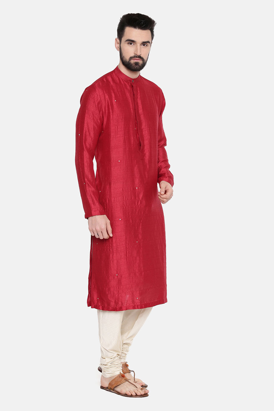 Red Embellished Kurta Set