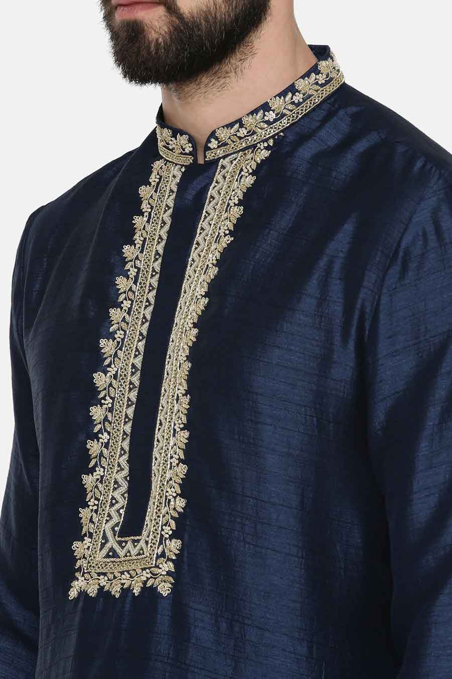 Blue Embroidered Kurta Set