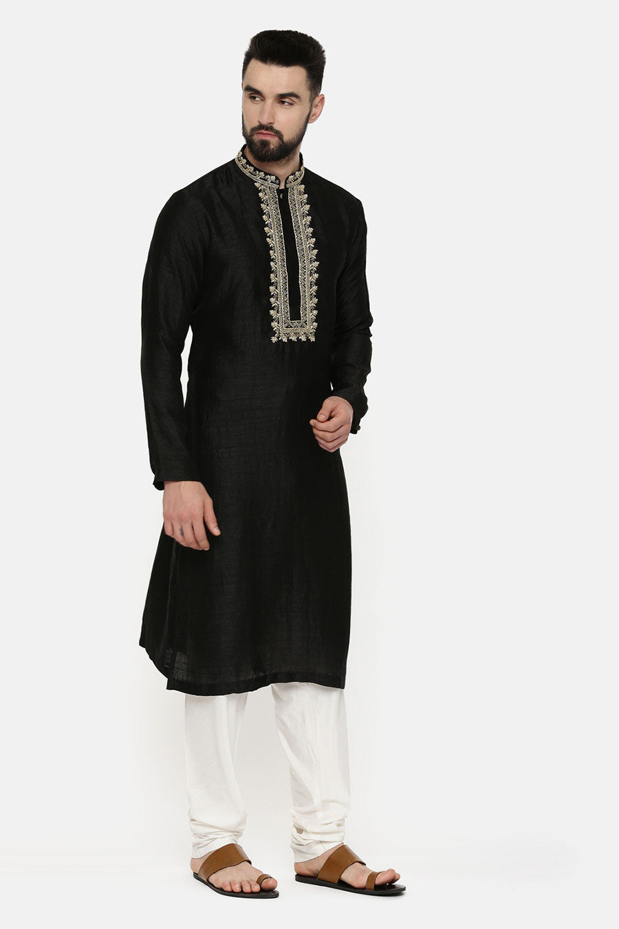 Black Embroidered Kurta Set