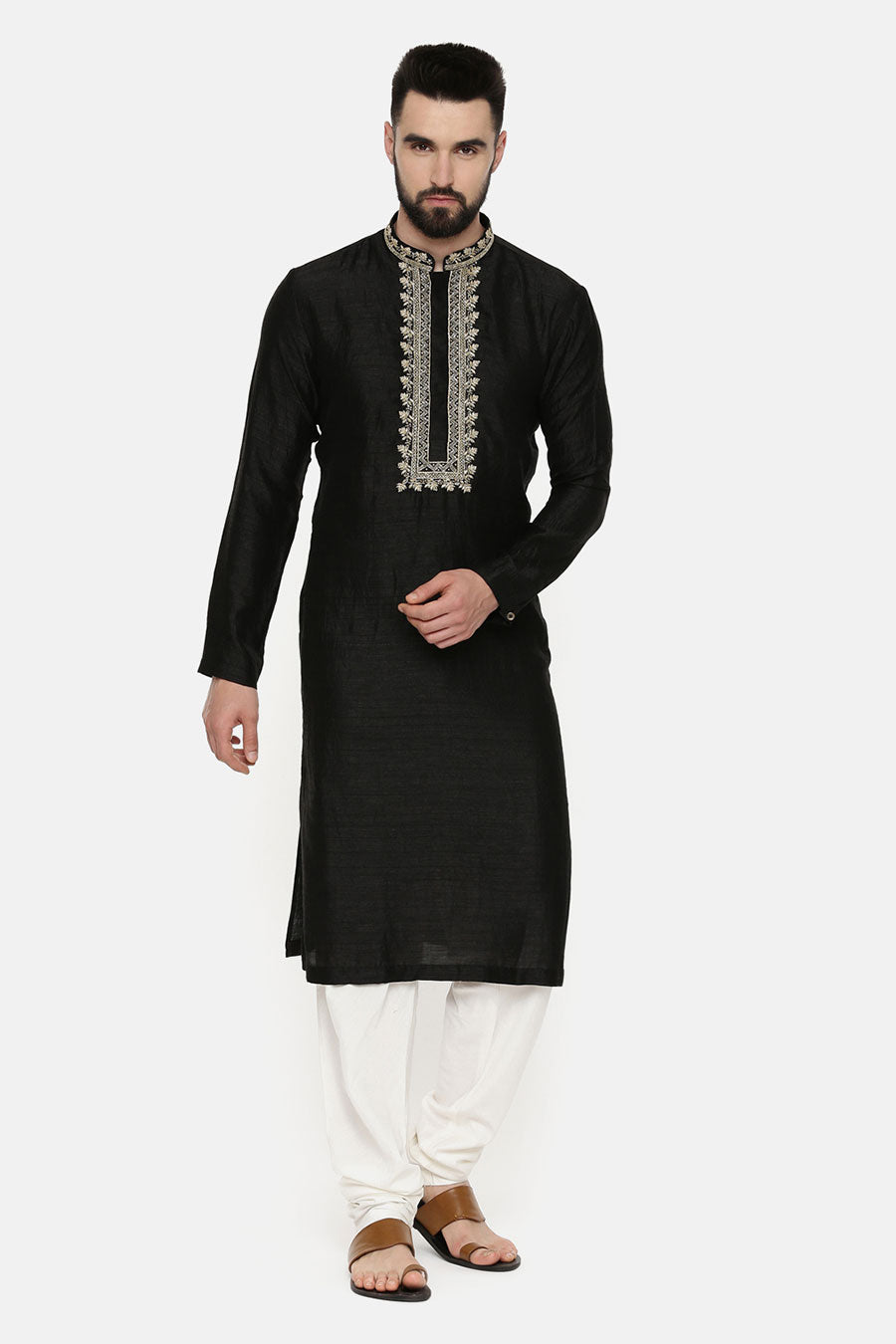 Black Embroidered Kurta Set