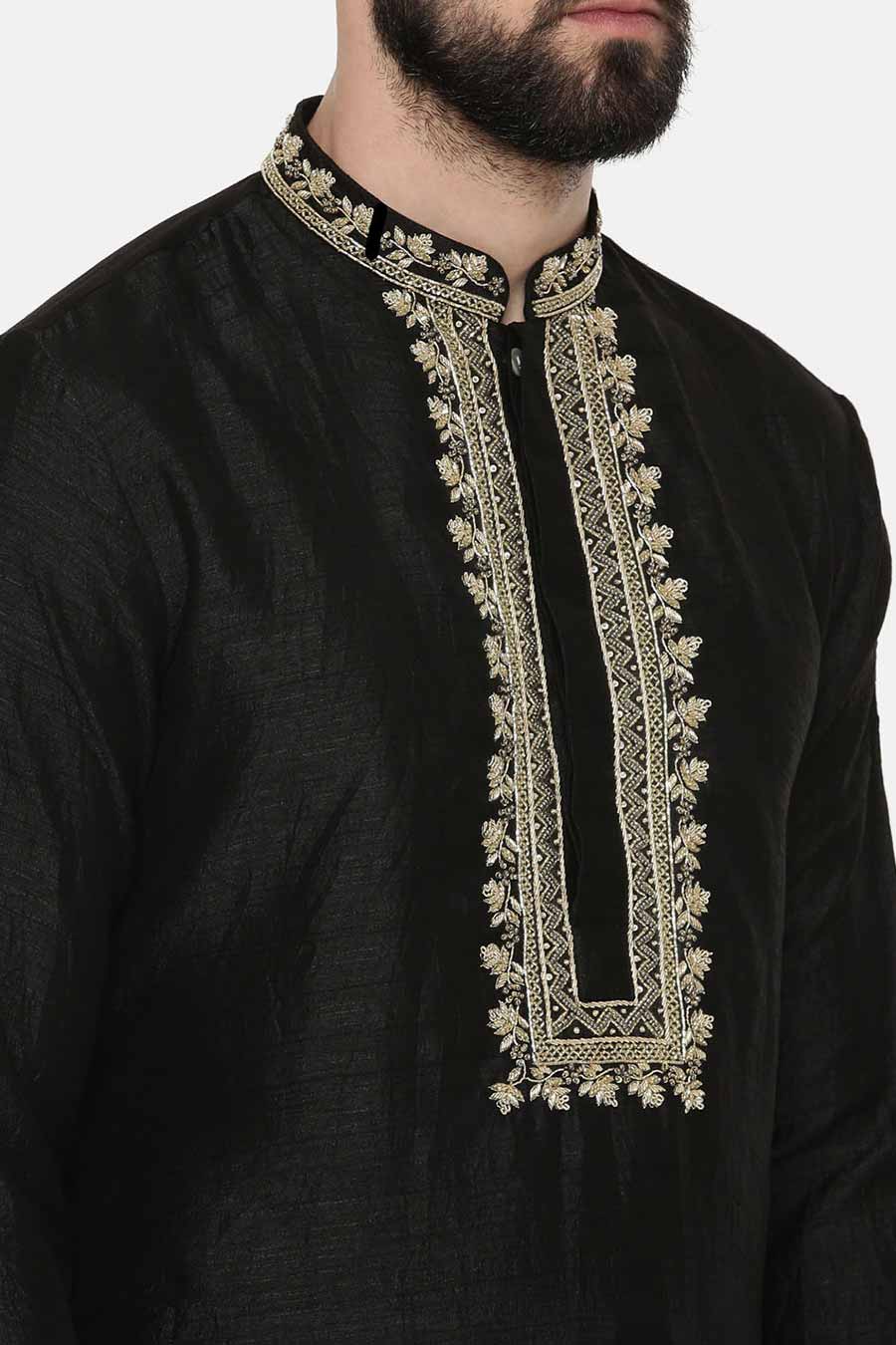 Black Embroidered Kurta Set