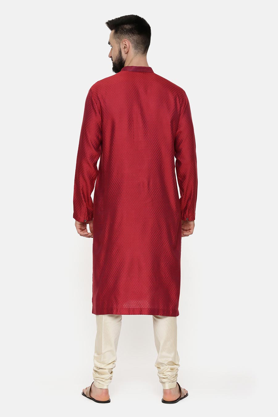 Red Jacquard Kurta Set