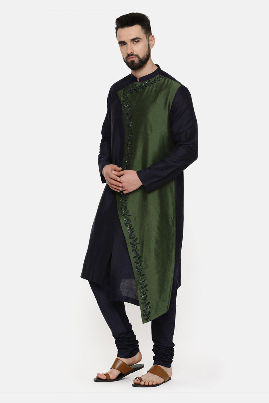 Green & Blue Embroidered Kurta Set