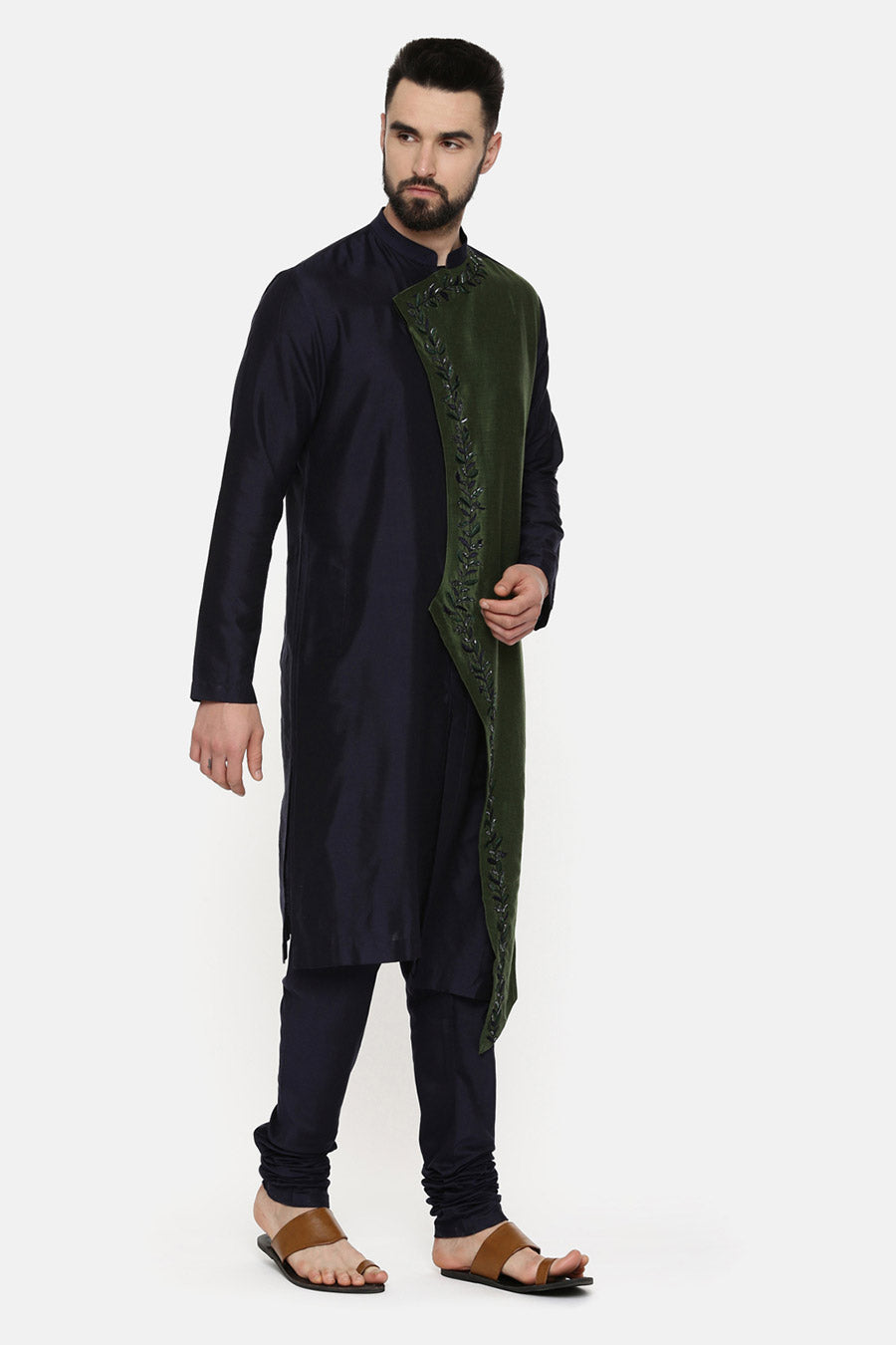 Green & Blue Embroidered Kurta Set