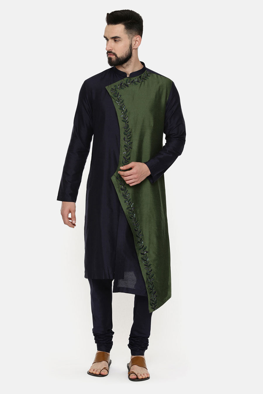 Green & Blue Embroidered Kurta Set