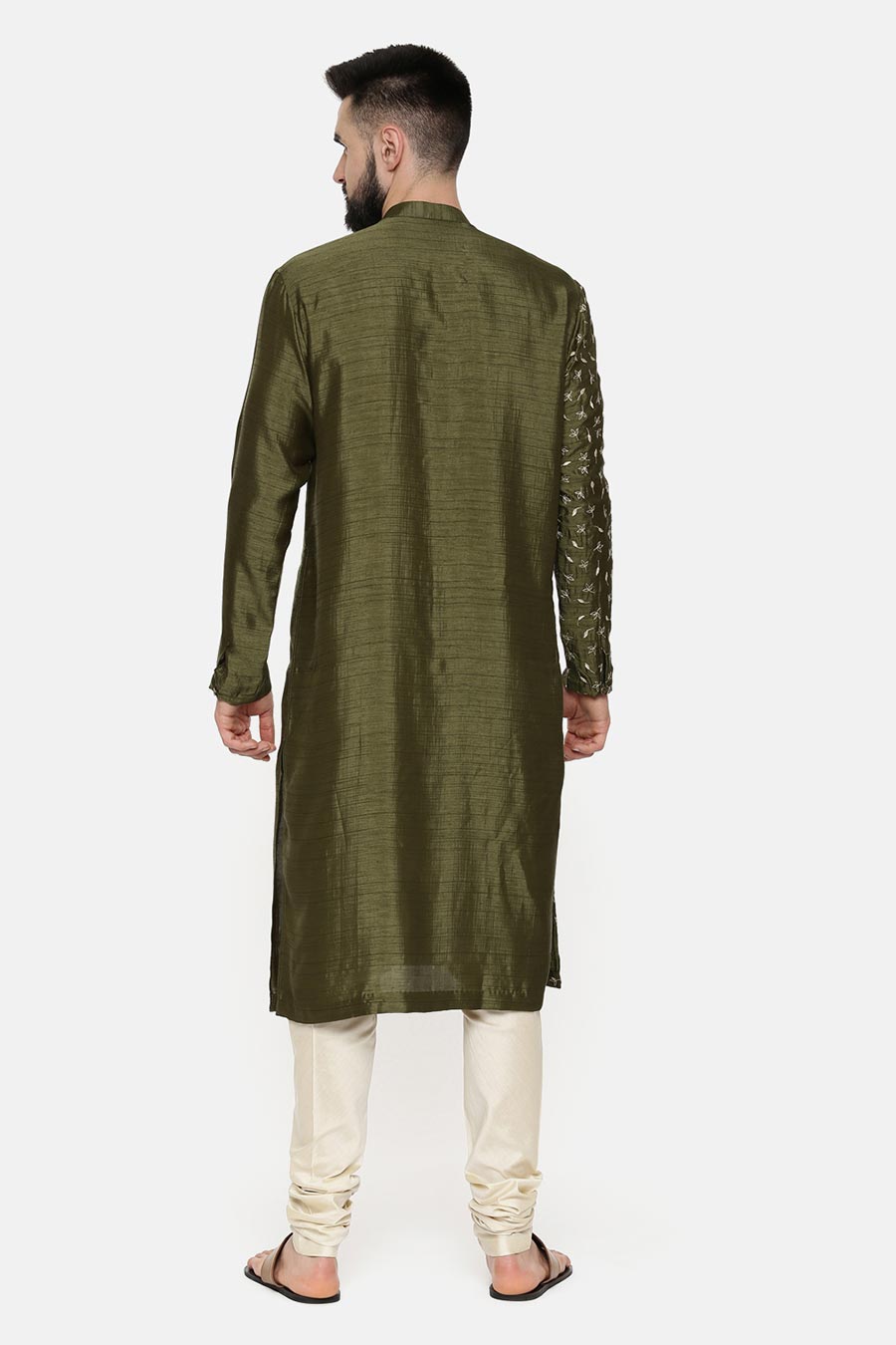 Mehandi Green Hand-Embroidered Kurta Set
