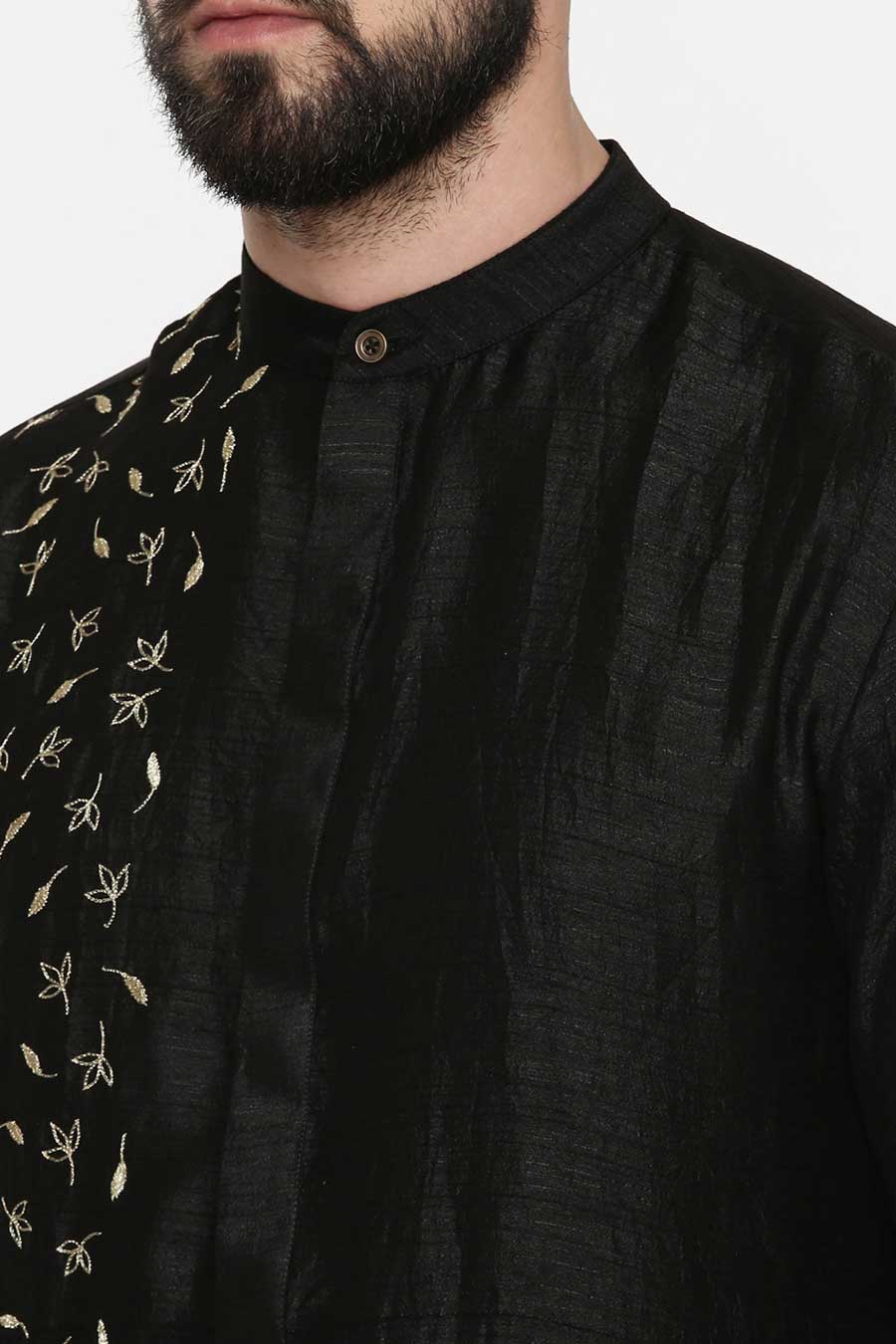 Black Hand-Embroidered Kurta Set