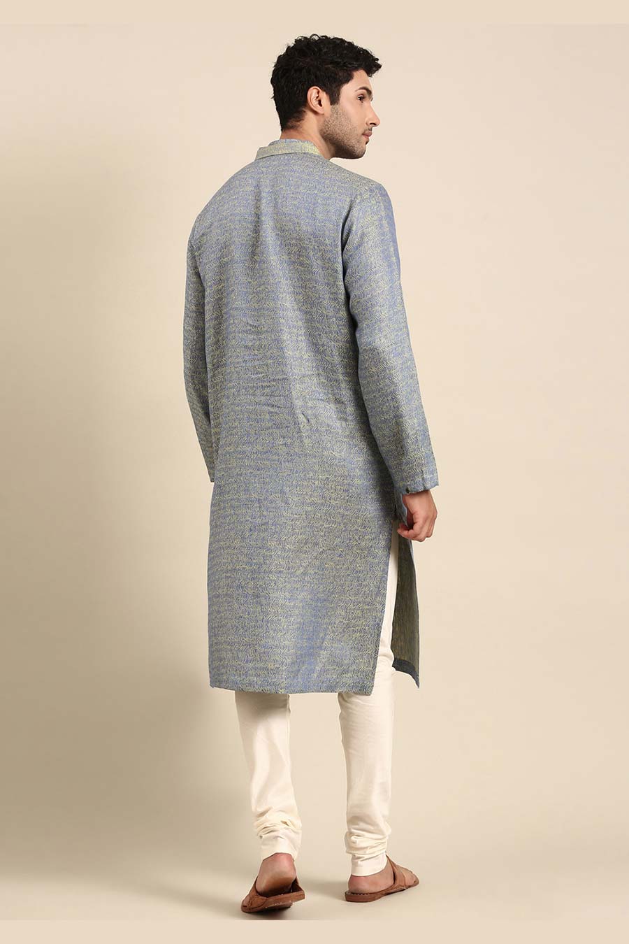 Blue Jacquard Kurta Set