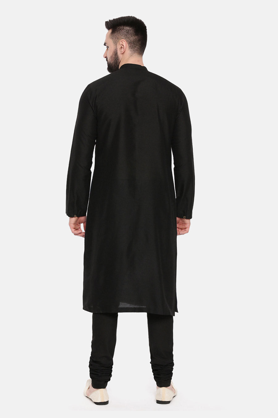 Black Printed Panel Kurta Set
