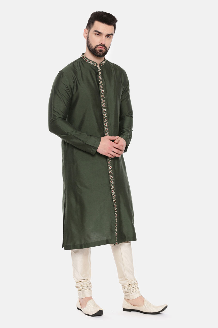 Green Embroidered Kurta Set