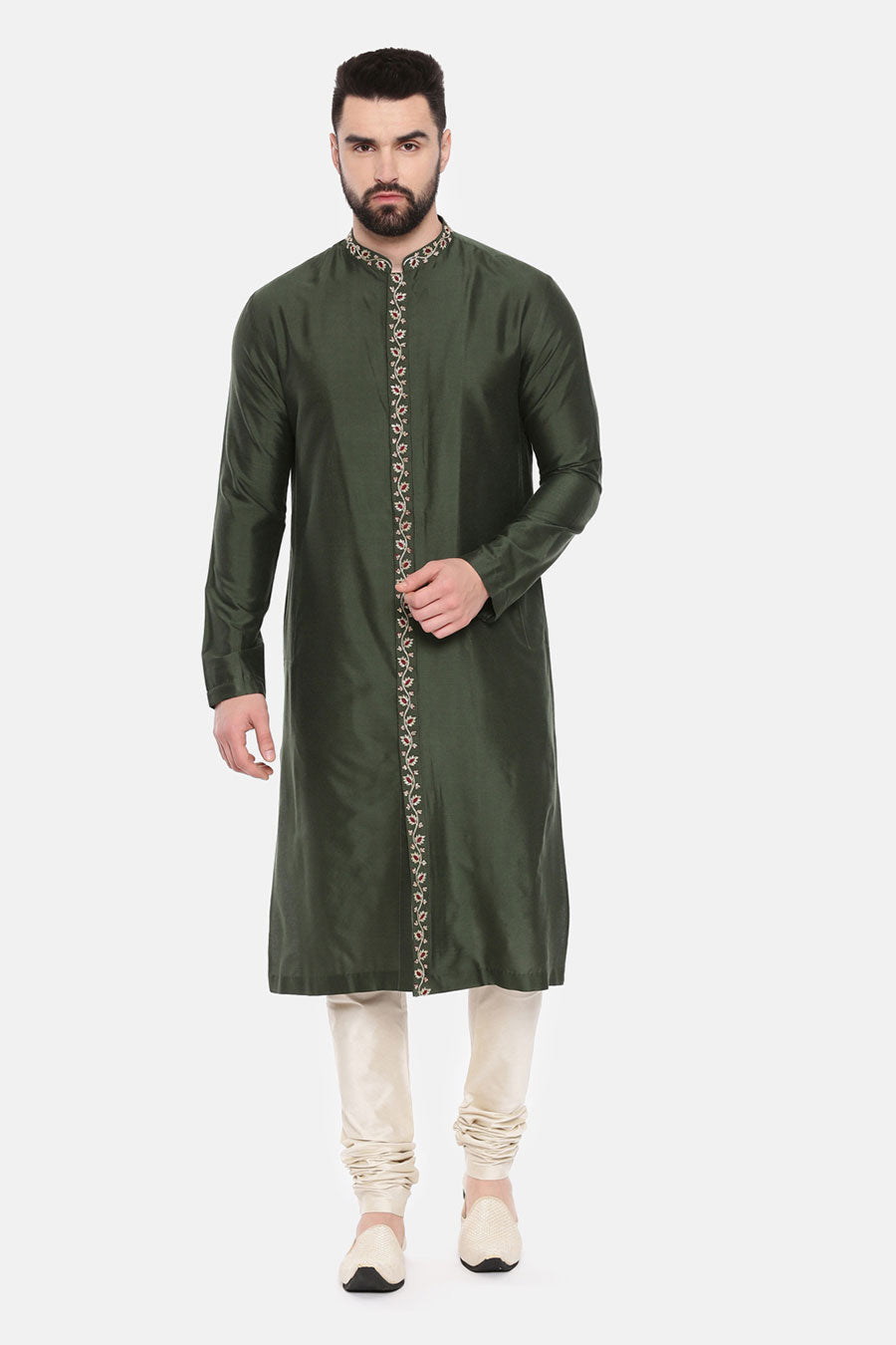 Green Embroidered Kurta Set