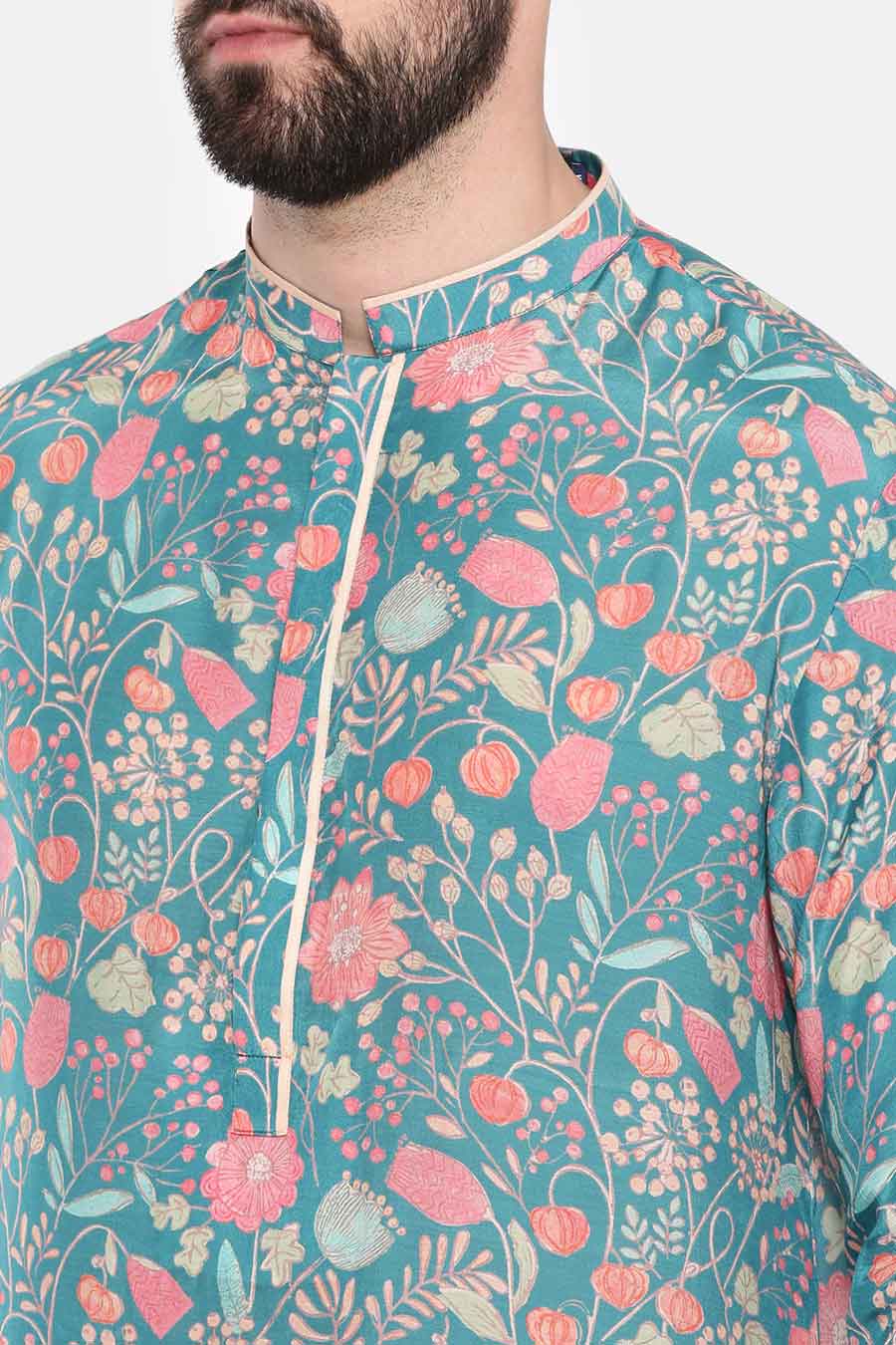 Blue Printed Kurta Set