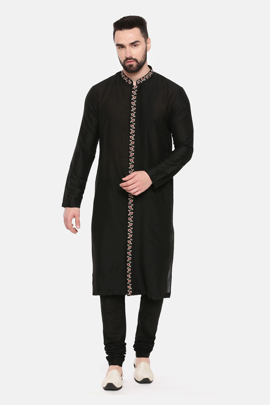 Black Embroidered Kurta Set
