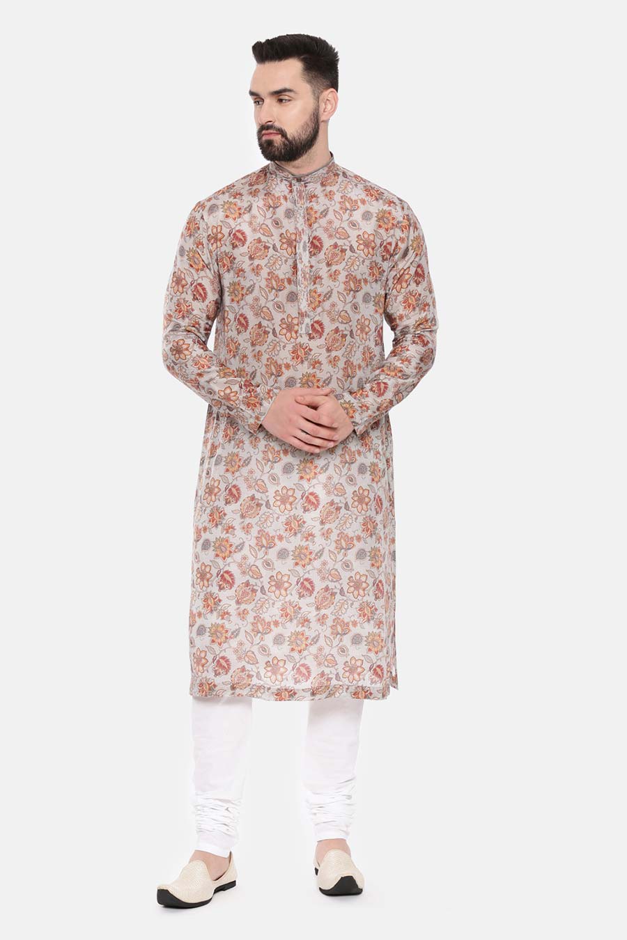 Grey Printed Kurta Set