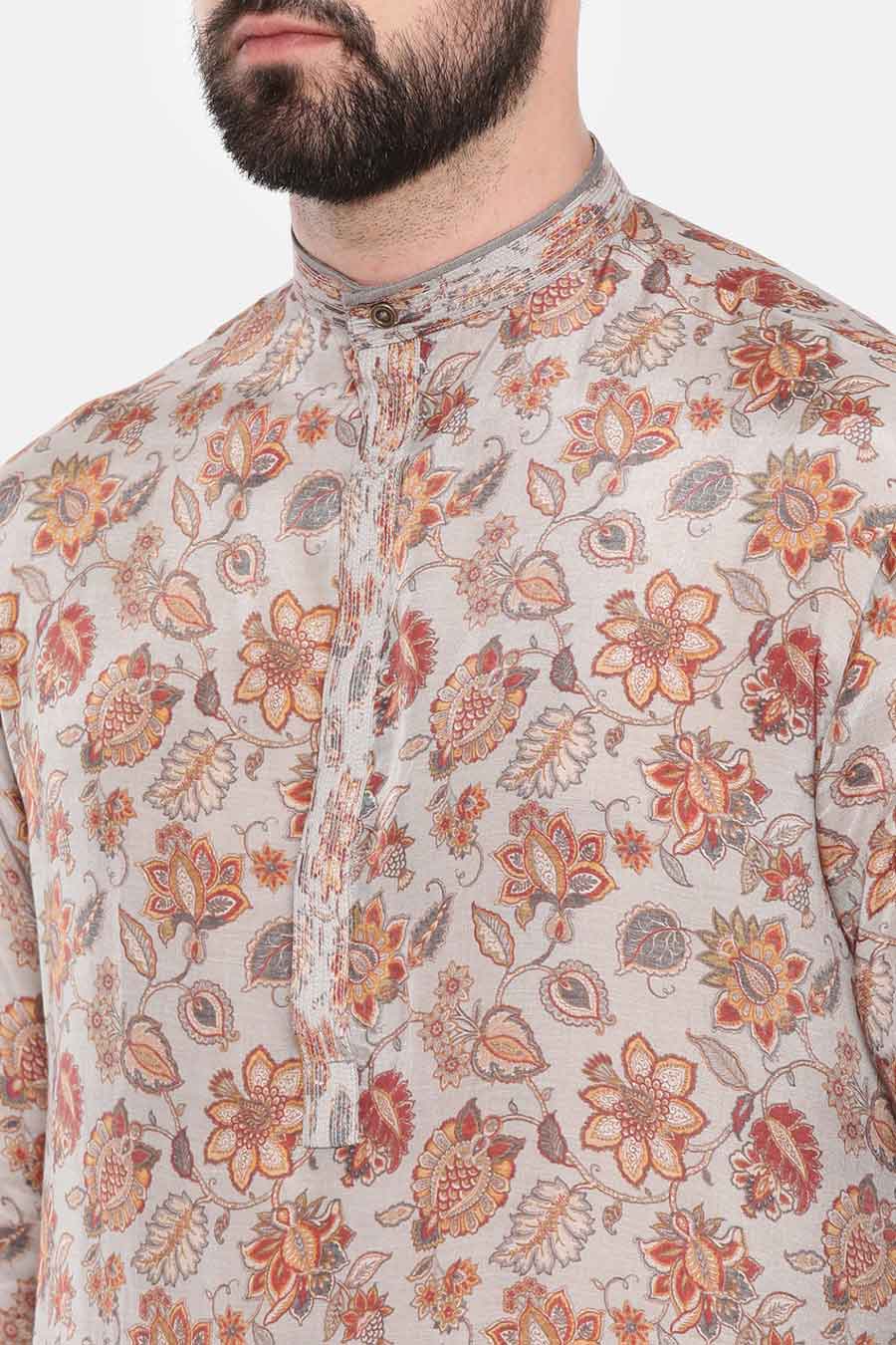 Grey Printed Kurta Set