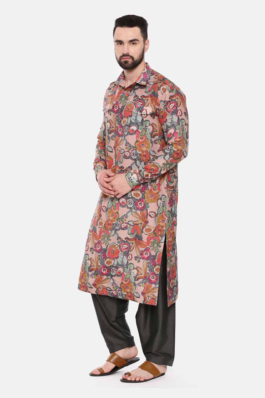 Mauve Printed Kurta Set