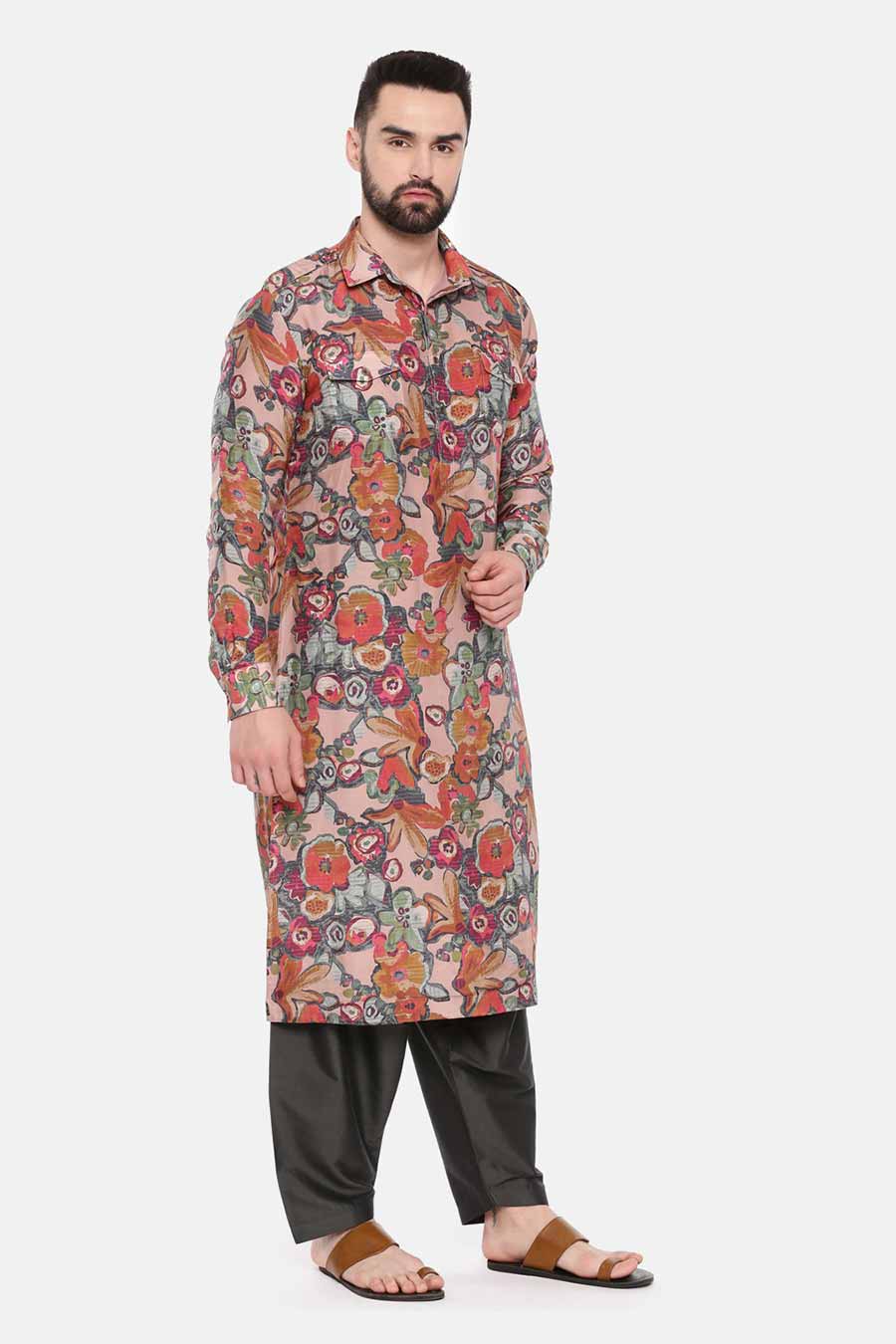 Mauve Printed Kurta Set