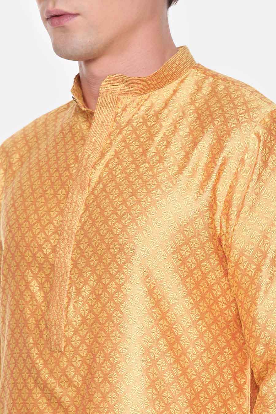Yellow Jacquard Kurta Set