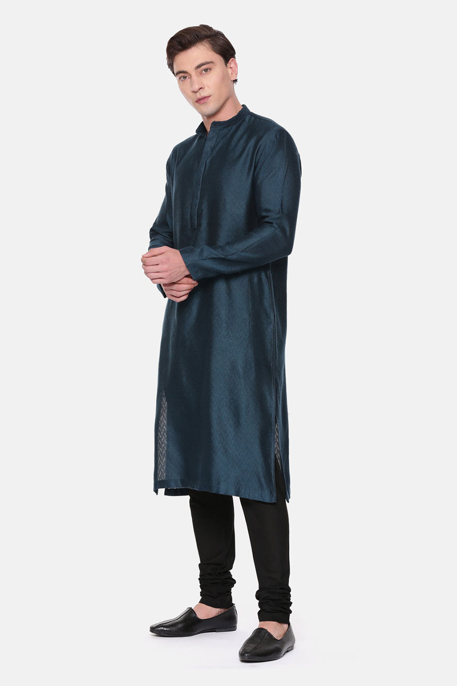 Blue Jacquard Kurta Set