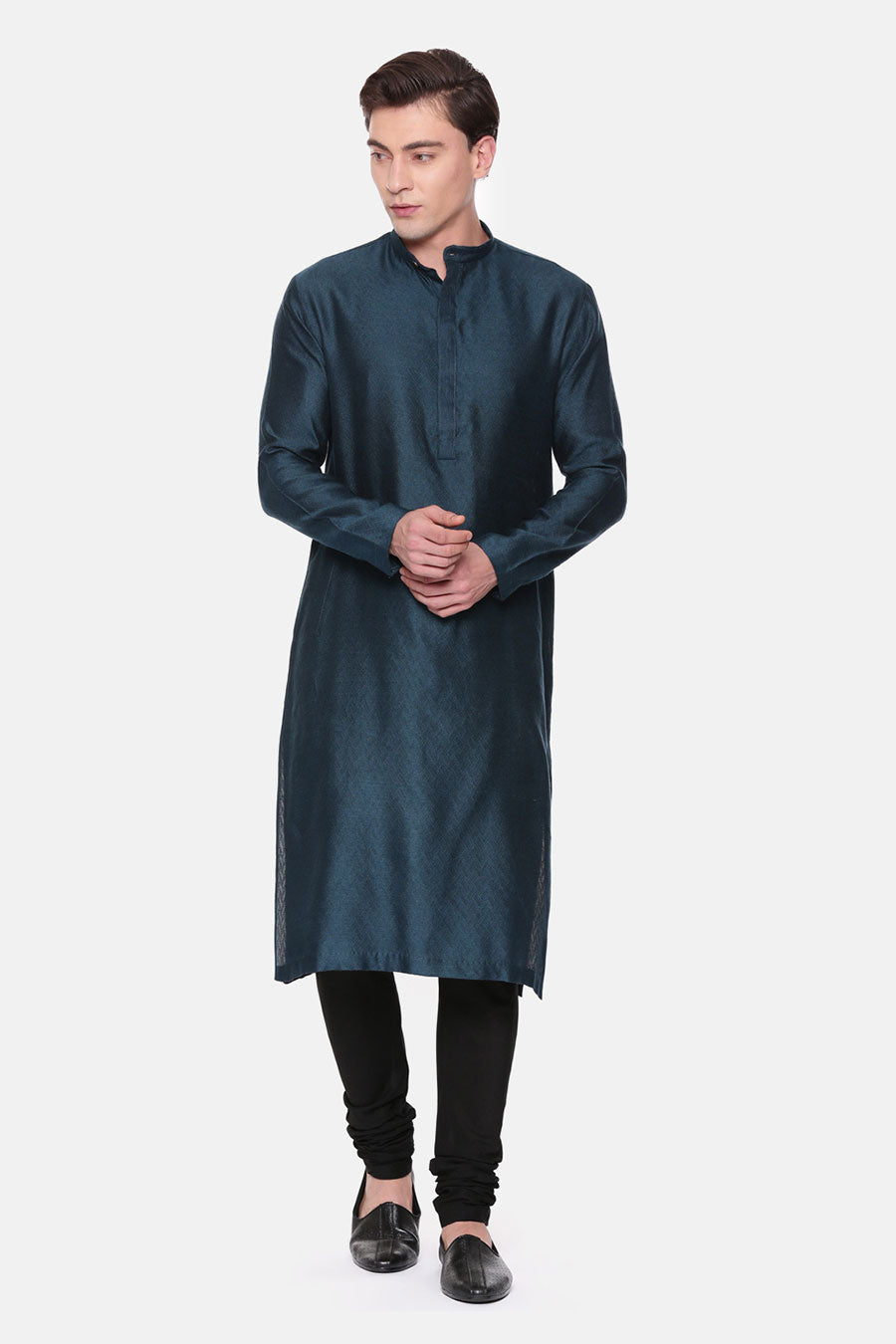Blue Jacquard Kurta Set