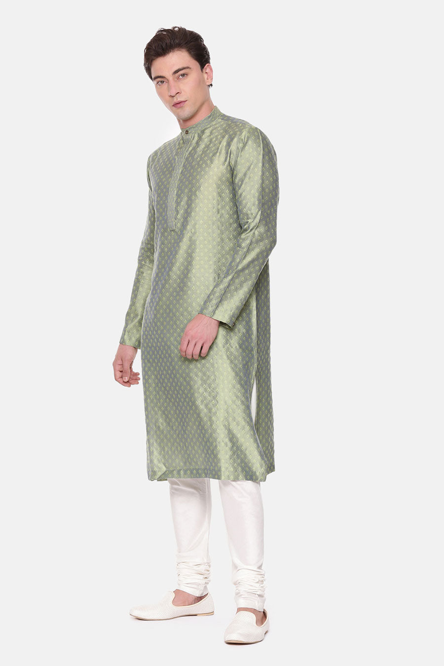 Green Jacquard Kurta Set