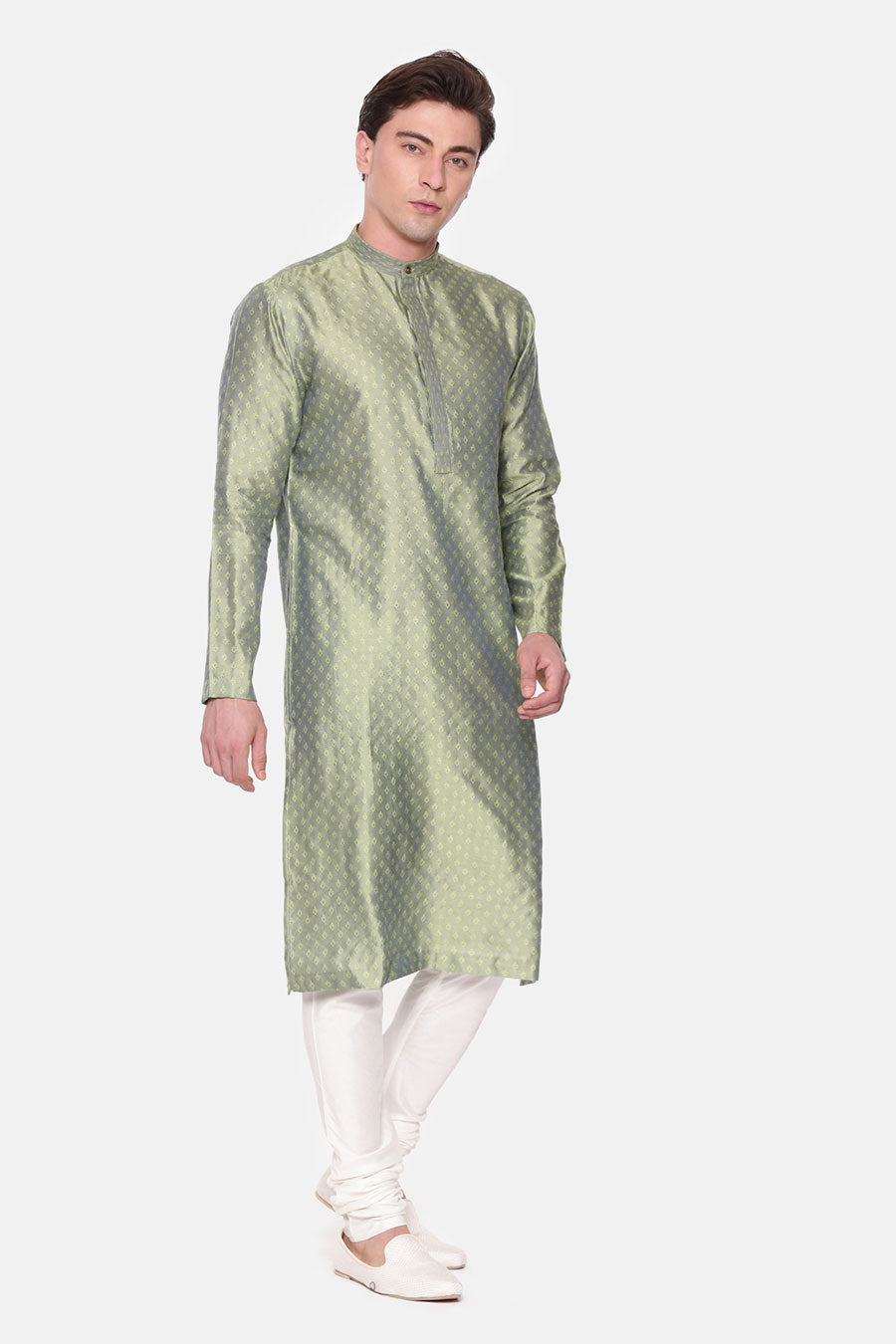 Green Jacquard Kurta Set