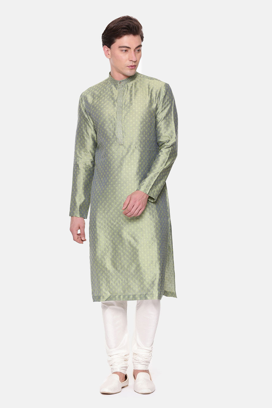 Green Jacquard Kurta Set