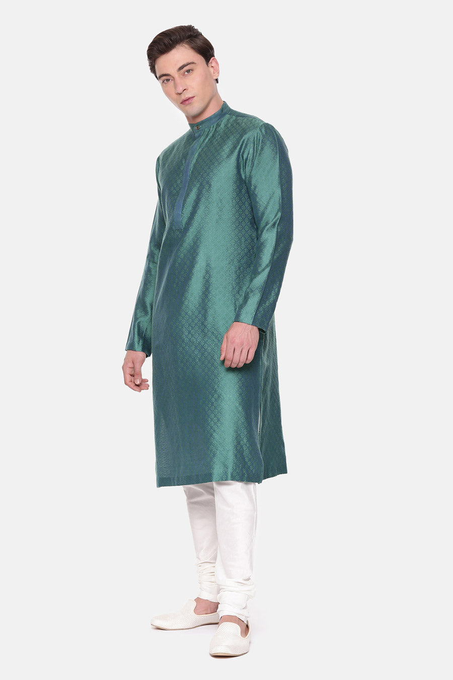 Blue Jacquard Kurta Set