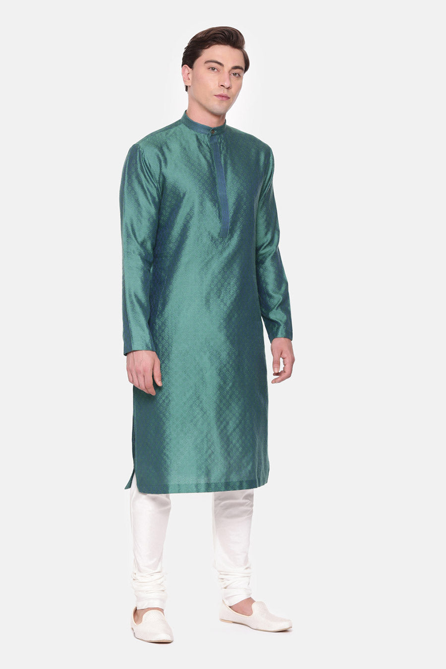 Blue Jacquard Kurta Set