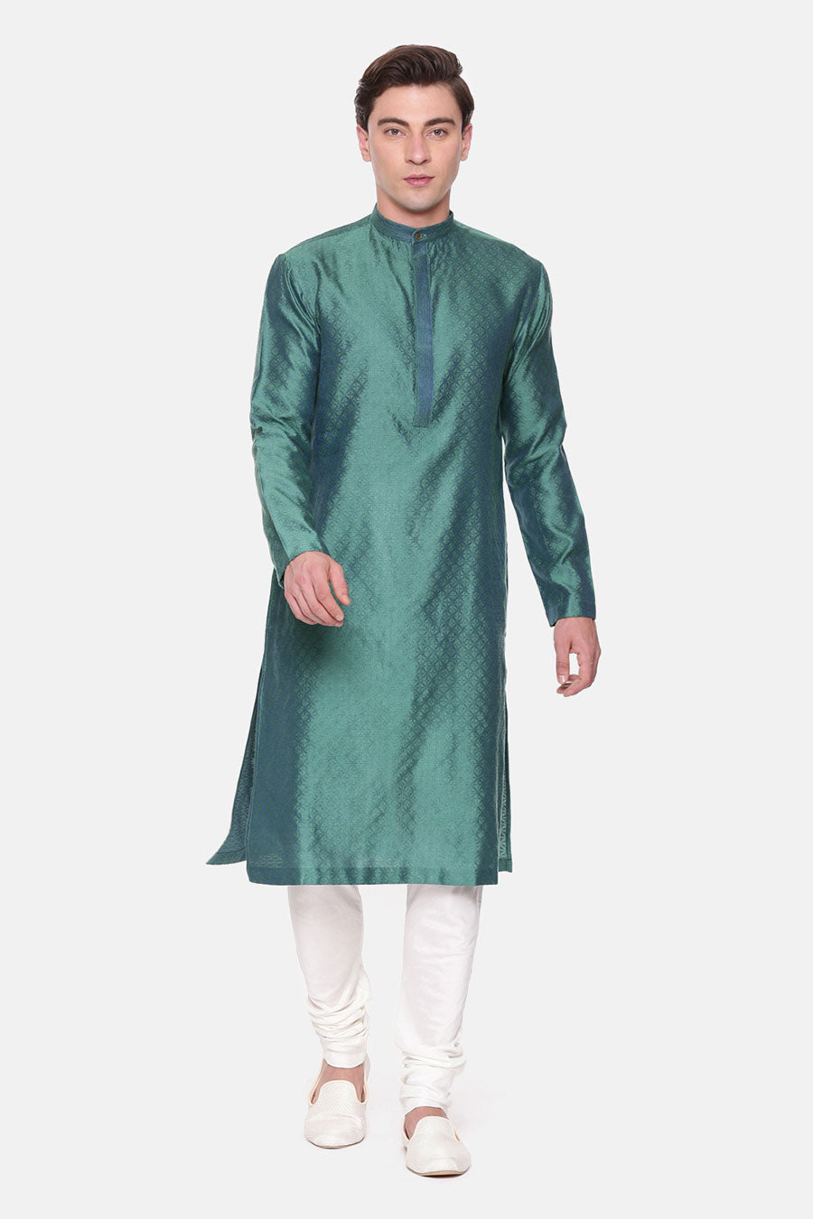 Blue Jacquard Kurta Set