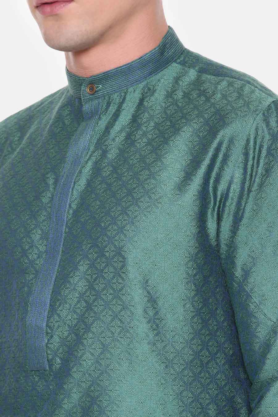 Blue Jacquard Kurta Set