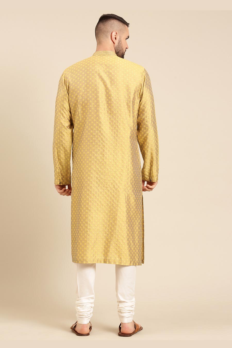 Yellow Jacquard Kurta Set