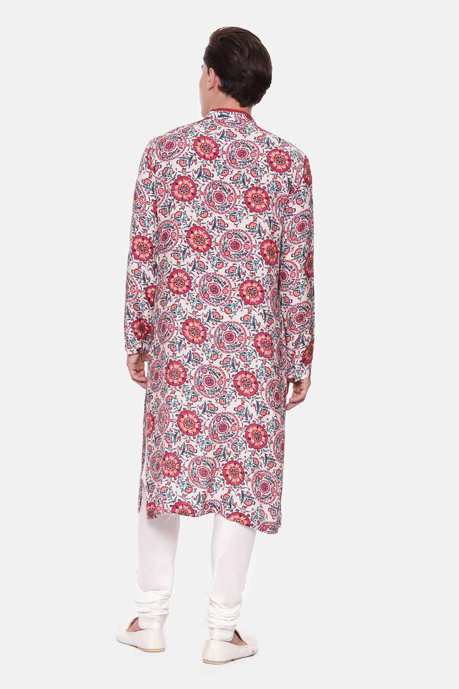 Red & Blue Printed Kurta Set