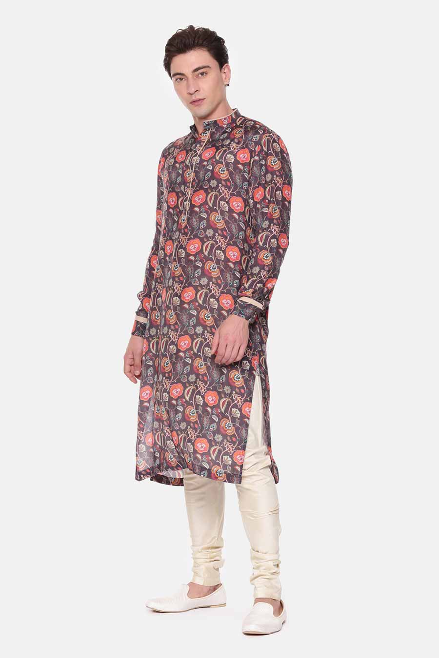 Brown Printed Kurta Set