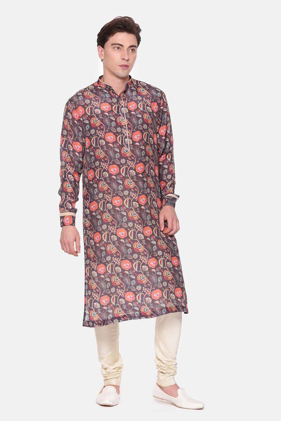 Brown Printed Kurta Set